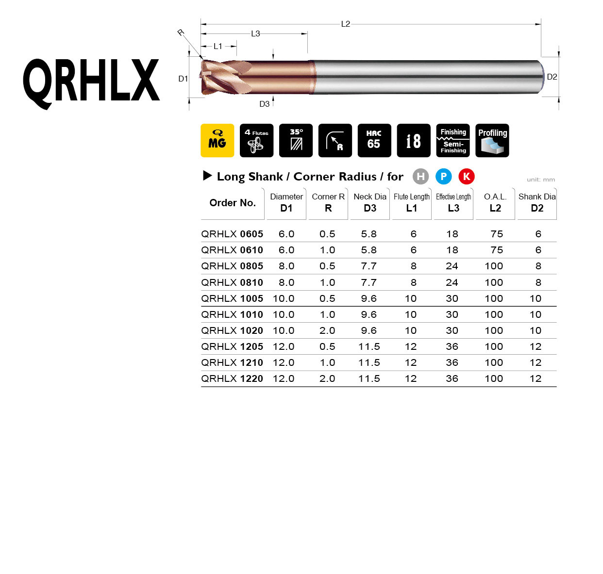 Corner Radius End Mill,Long Shank